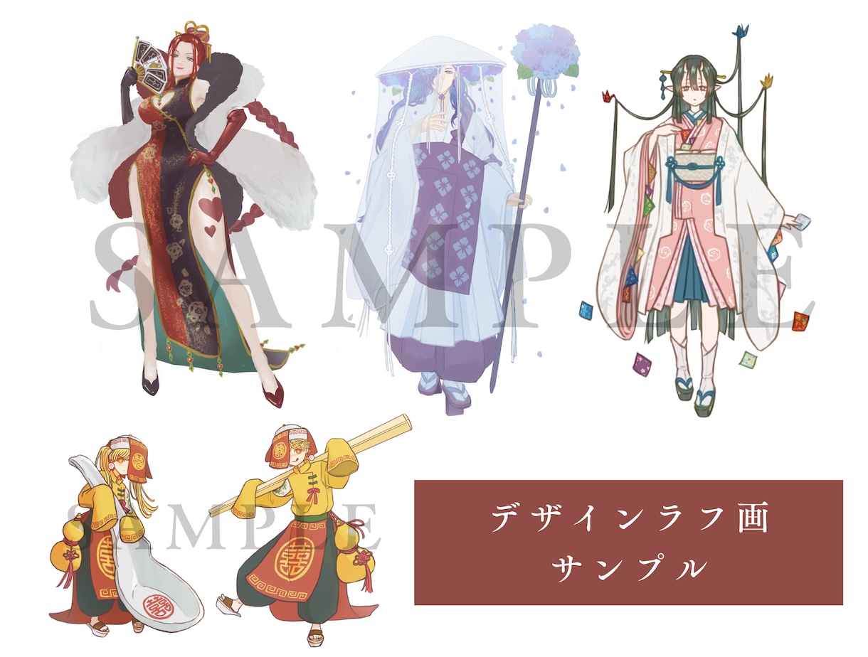 オリジナルキャラクターのデザインラフ画を制作します 老若男女、幅広く対応いたします！ イメージ1