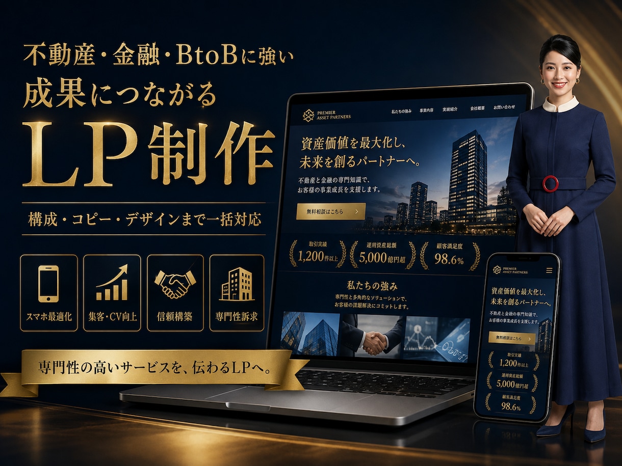 事業を理解して成果につながるLPを制作します 構成・コピー・デザインまで一括対応 イメージ1