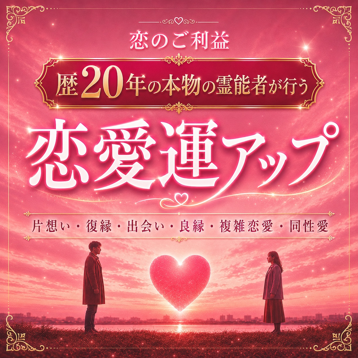 恋のご利益♡霊能者が恋愛運を極限アップします 片思い、両想い、同性愛、良縁、復縁…「恋のご利益」与えます イメージ1