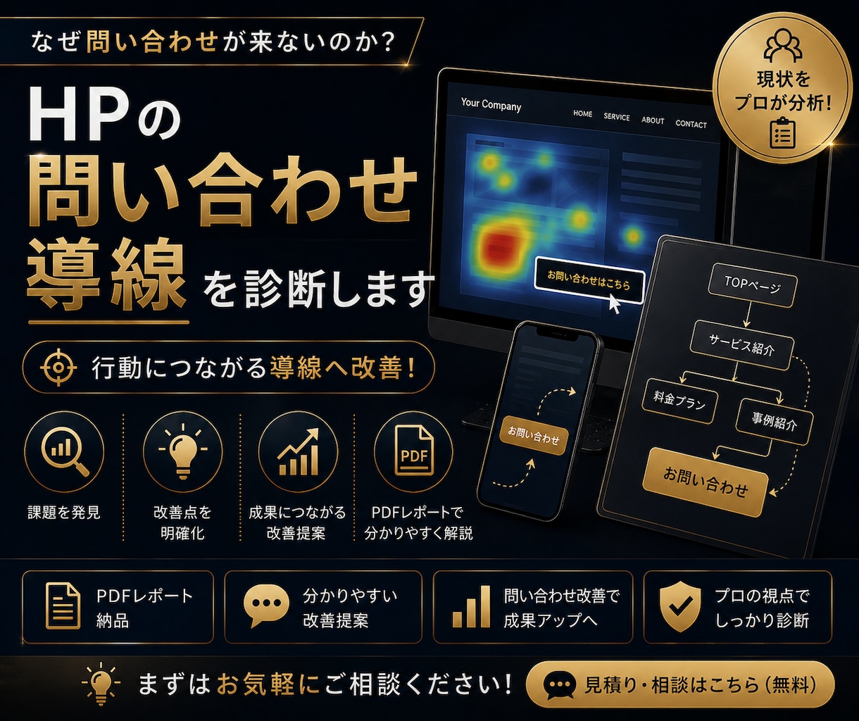 先着10名！HPの問い合わせ導線を診断します なぜ問い合わせが来ないか分析します イメージ1