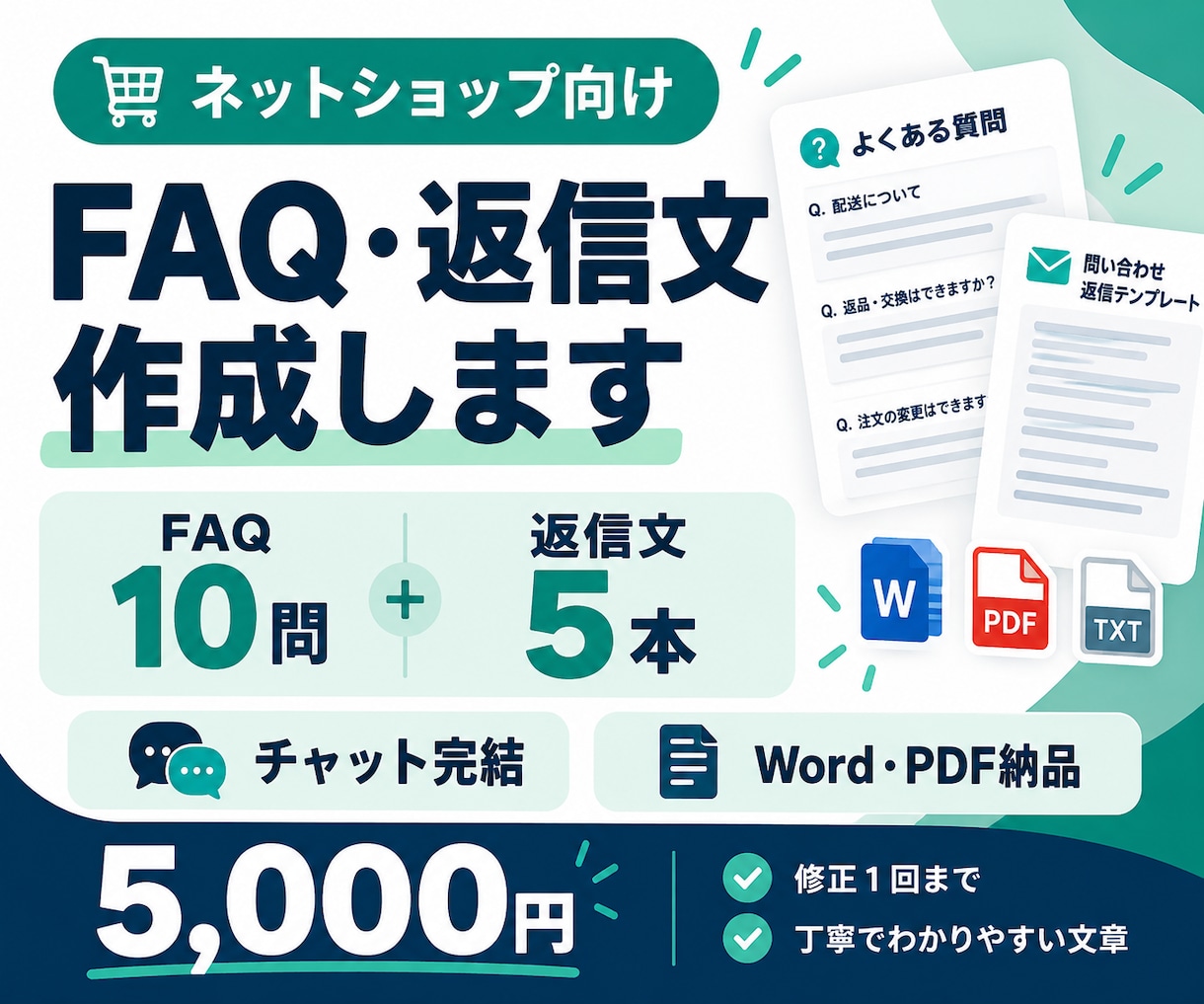 ネットショップのFAQと返信文を作成します FAQ10問＋返信文5本｜電話なし・文章納品 イメージ1