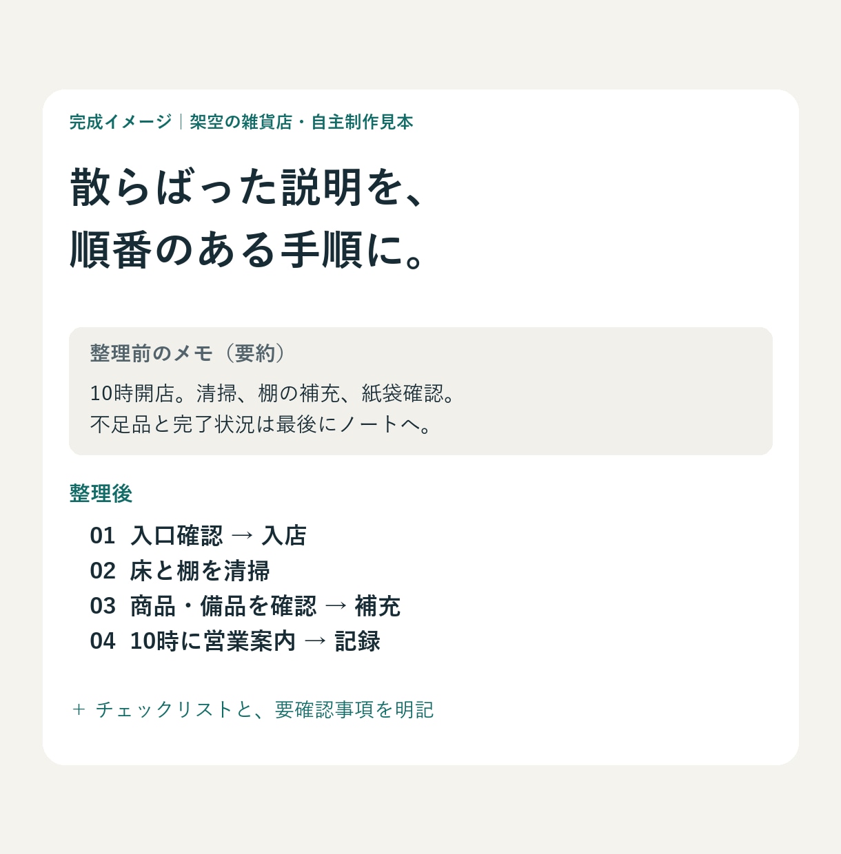 メモを読みやすい業務手順書に整えます 引き継ぎ・日常業務の説明をWordとPDFに イメージ2