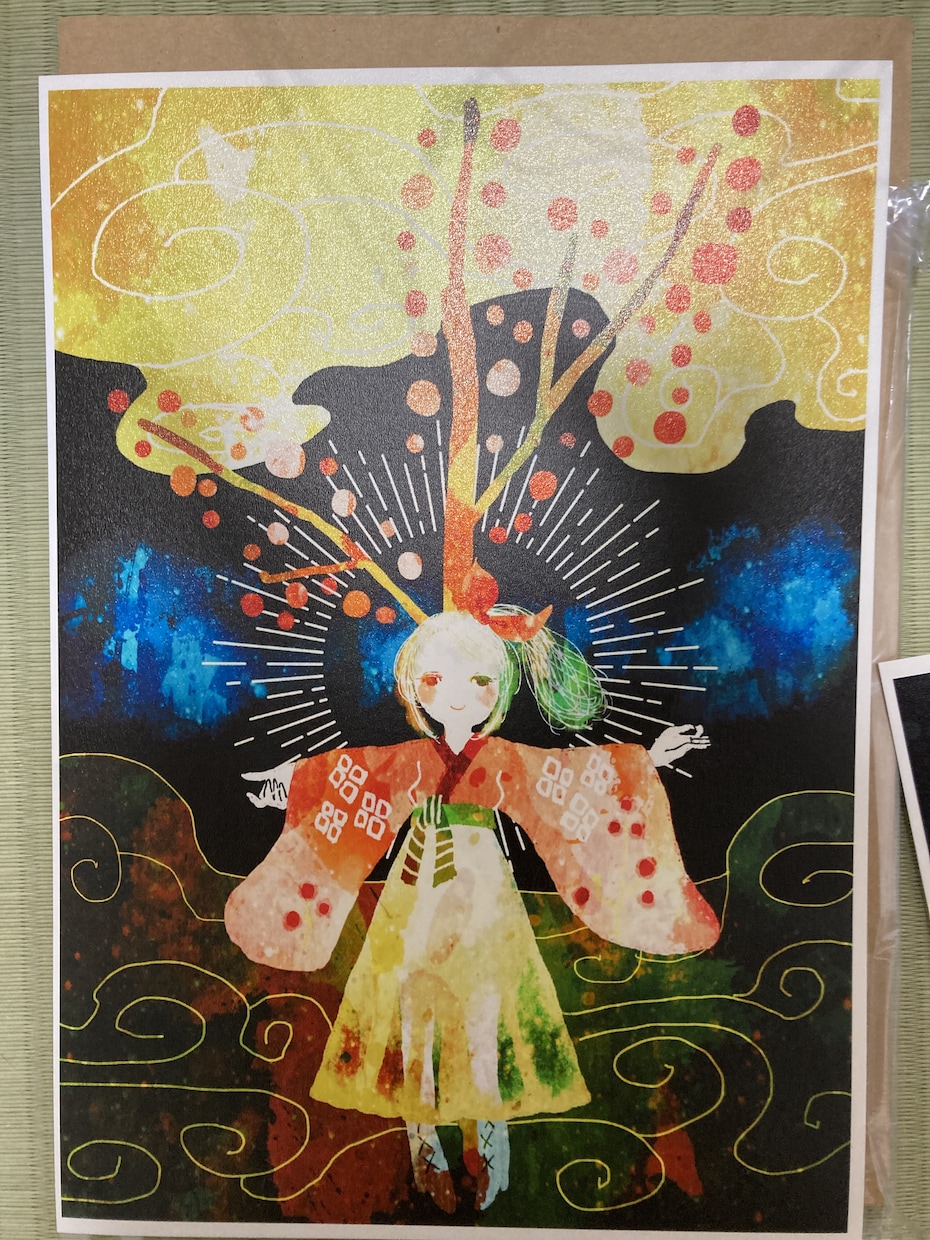 A4イラスト作成します 黒背景にきらきらの絵を一枚、がっつり描きます。 イメージ2