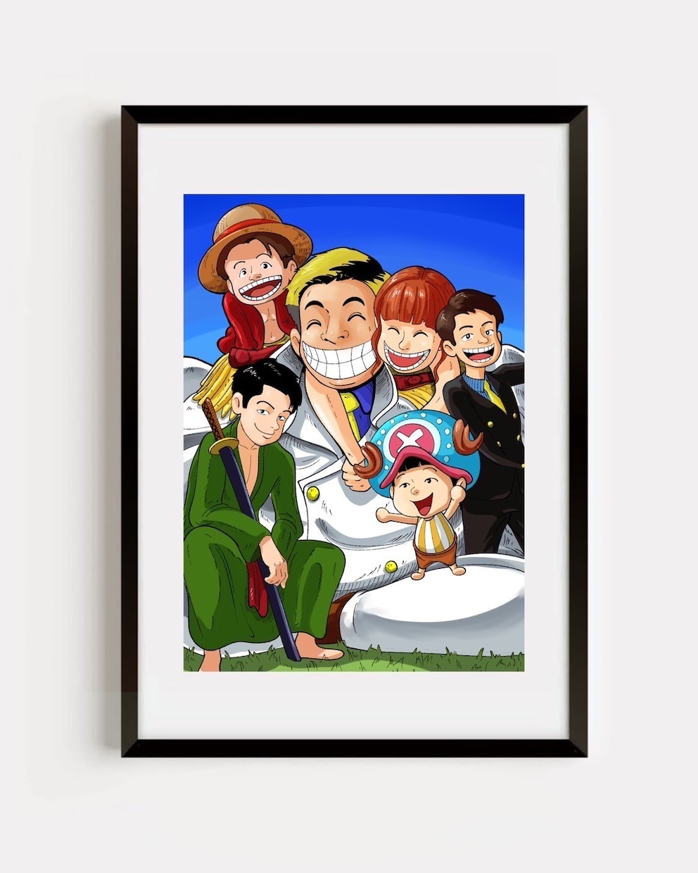 ワンピースの画風で　誕プレ　ウェルカムボードます アニメ　ワンピース　ルフィ　風のかわいい似顔絵 イメージ5