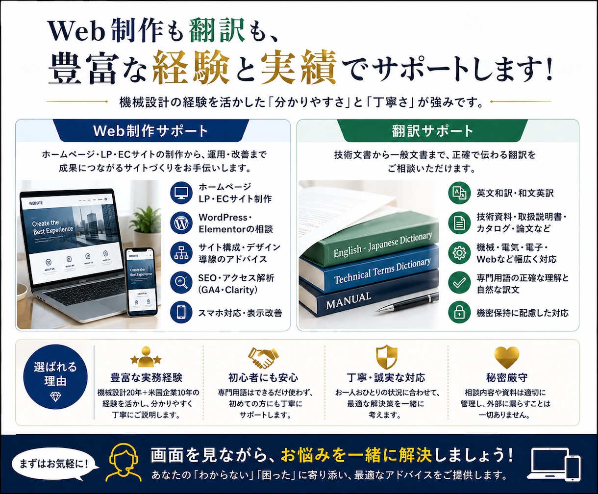 Webサイト、翻訳のお悩みご相談お受けします 初心者歓迎！Web制作と翻訳のお悩みを解決 イメージ4