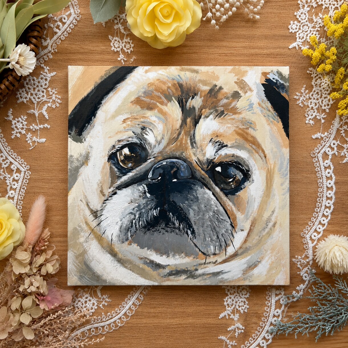 お写真からペットの似顔絵を描きます アクリル絵の具で大切な家族を温かく描きます。 イメージ3