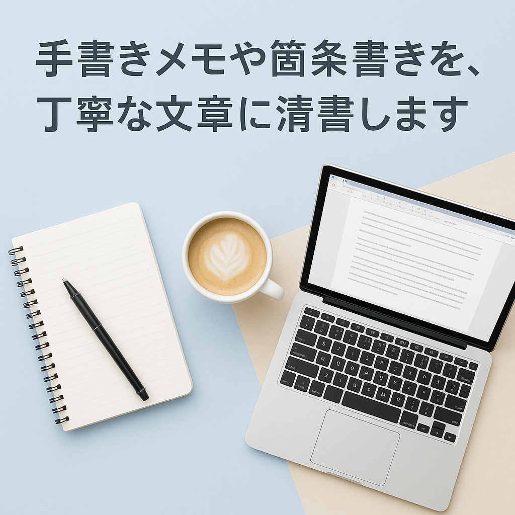 手書きメモや箇条書きをきれいな文章に清書します 塾講師の経験を生かし、簡単なメモなどを、丁寧な文に整えます イメージ1