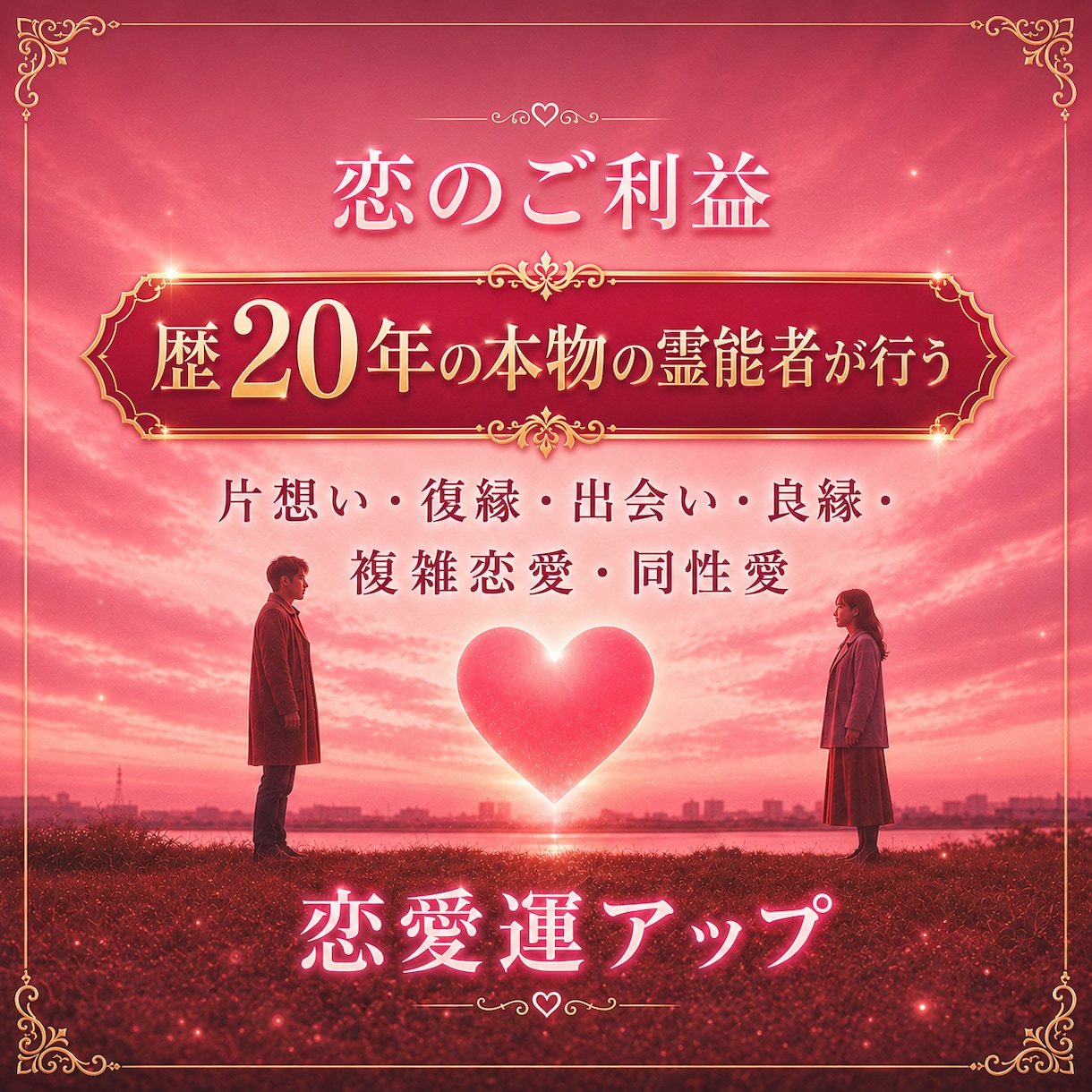 恋のご利益♡霊能者が恋愛運を極限アップします 片思い、両想い、同性愛、良縁、復縁…「恋のご利益」与えます イメージ2