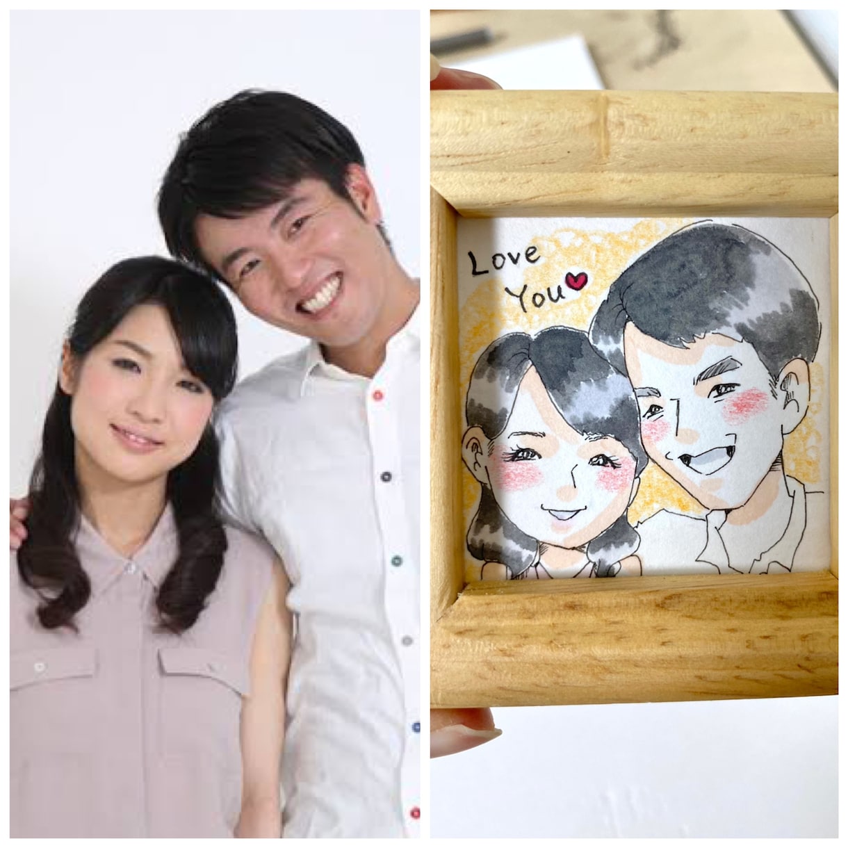 ミニ額縁付き！似顔絵描きます 手のひらサイズでどこにでも飾れるワンポイントアイテム♪ イメージ2