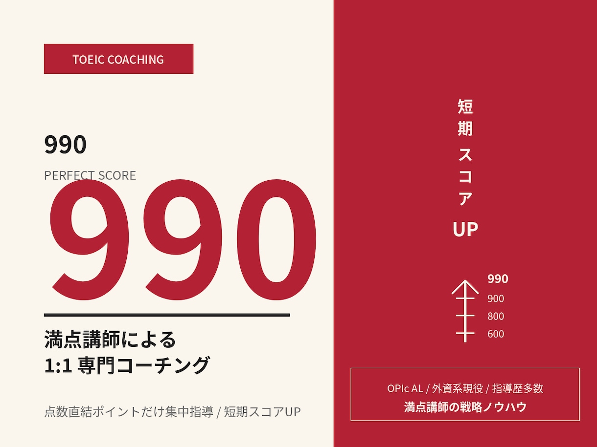 満点講師がTOEIC短期スコアUPを徹底指導します TOEIC満点に向けた戦略│点数に直結するポイントを集中指導 イメージ1