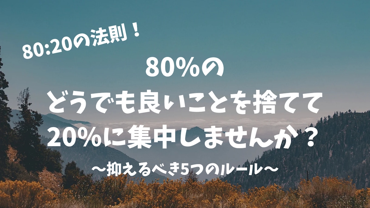 パレートの法則【80:20コーチング】します どうでも良い80%を捨て、20%に集中しませんか？ イメージ1