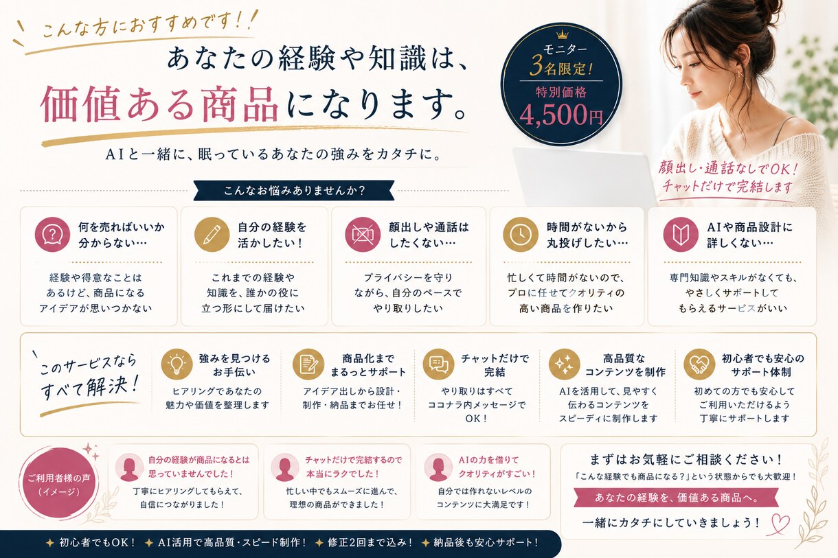 あなたの経験を商品にします AI×ヒアリングで知識や経験を販売できる形へ イメージ3