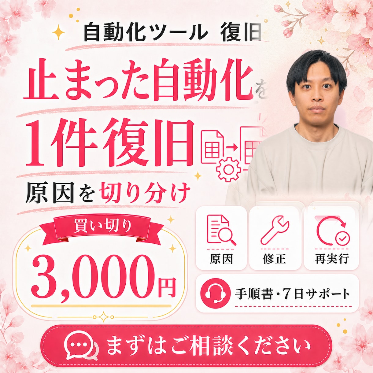動かない自動化ツールを修正・復旧します 原因を切り分けて再び使える状態まで確認します イメージ1