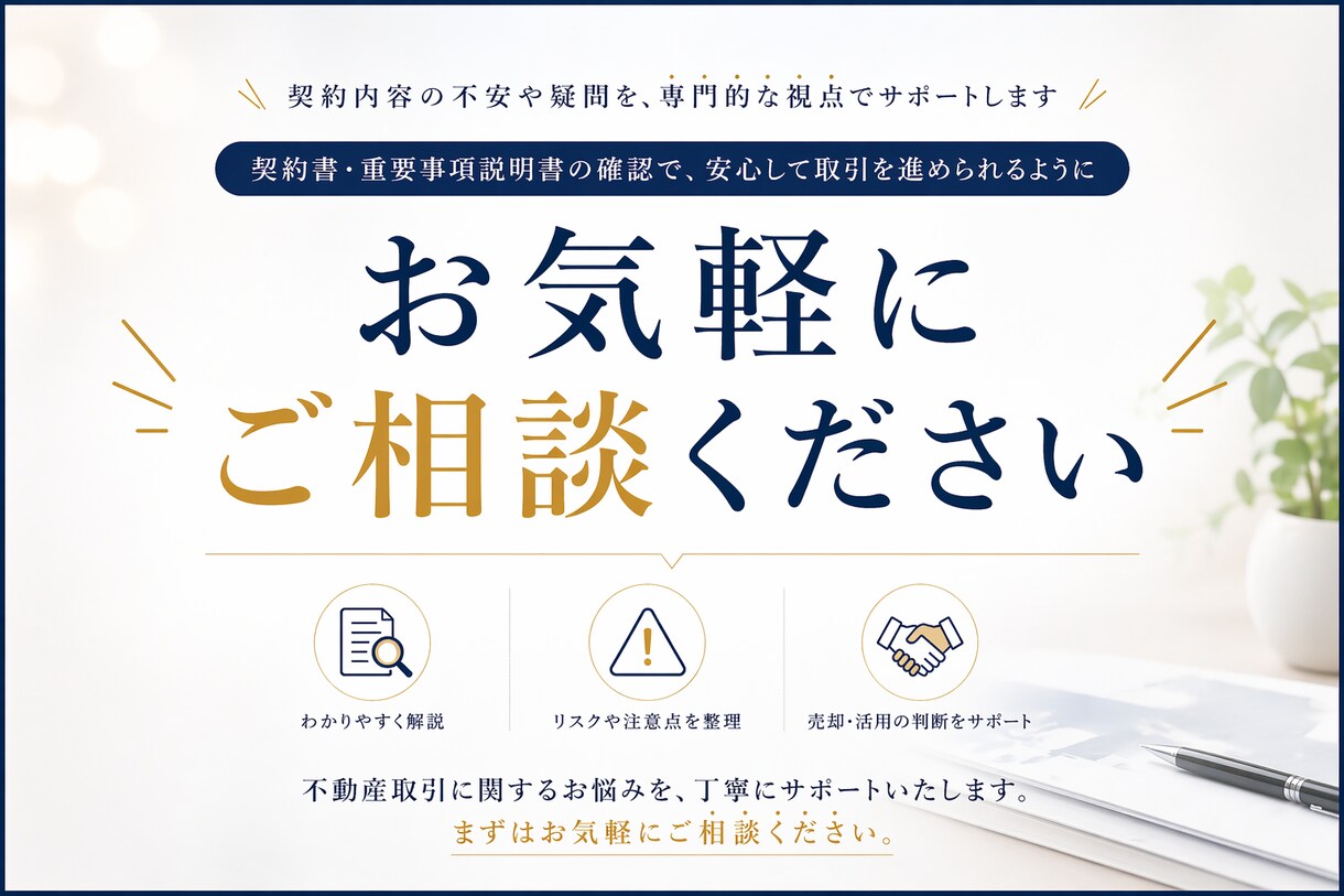 不動産売買契約書の不安をわかりやすく解消します 不安解消・注意点整理・セカンドオピニオン対応 イメージ5