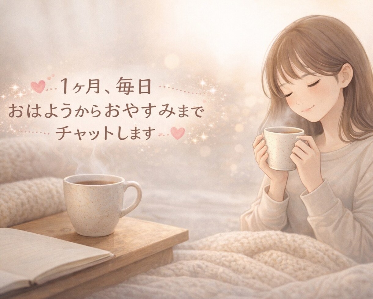 一ヶ月、毎日おはようからおやすみまでチャットします 誰かと繋がっている、そんな安心感が欲しいあなたへ。 イメージ1