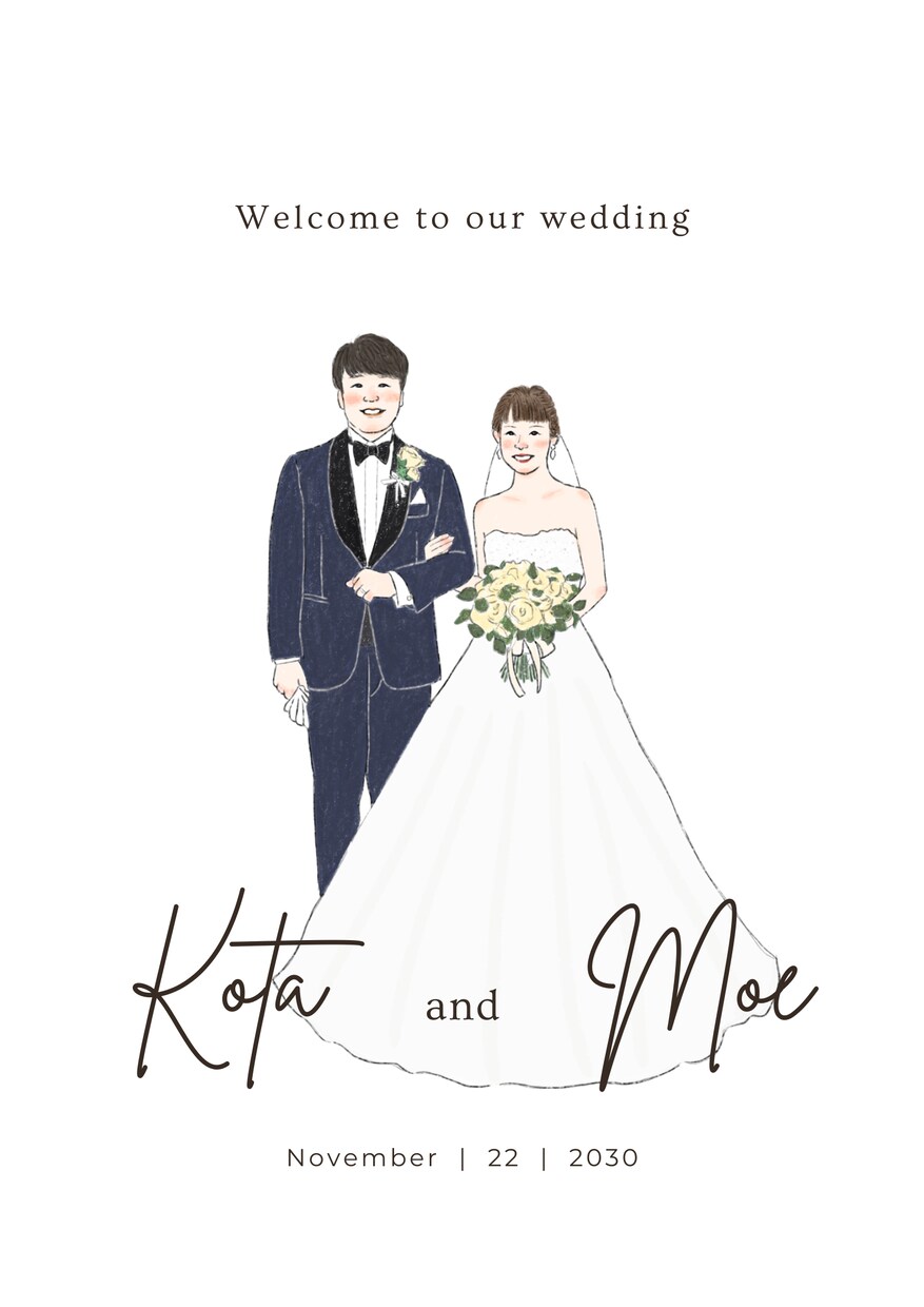 受注制作／新郎新婦を描きます データ納品！結婚式のウェルカムボードにおすすめ！ イメージ3