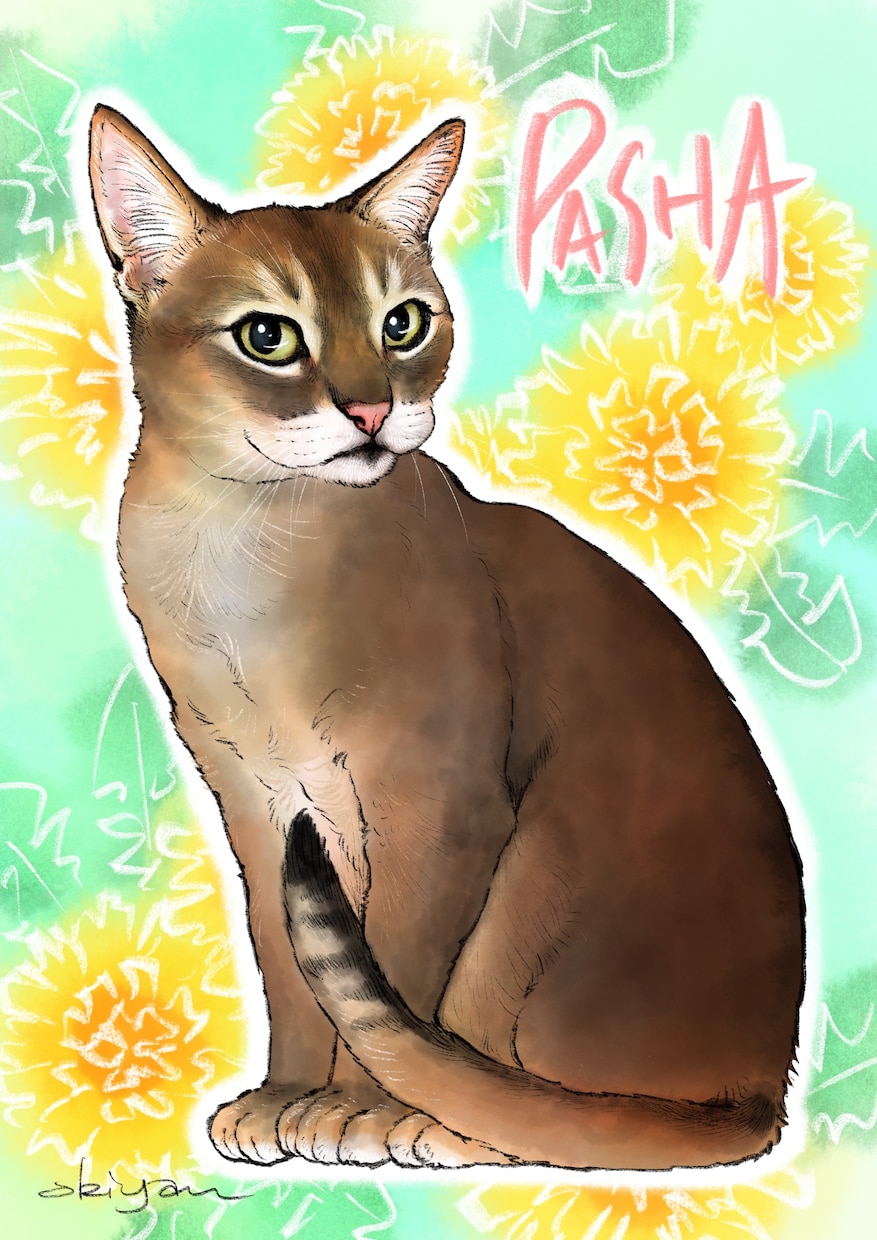 かわいく優しいペット似顔絵華やかにお描きします オプションでお好きなお花もお描き出来ます(^^) イメージ9