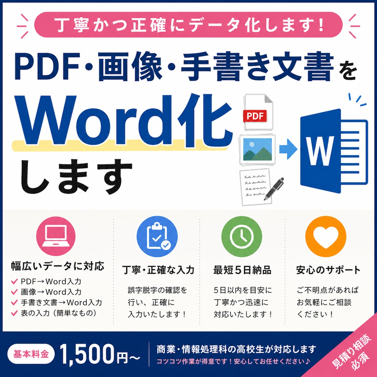 PDF・画像・手書き文書をWord化します 丁寧かつ正確に文書を入力します イメージ1