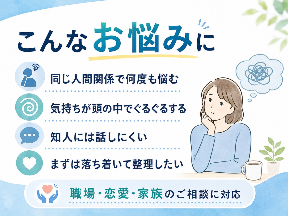 人間関係の繰り返すパターン、電話で整理します 話すだけで、気づいていなかったことが見えます イメージ2