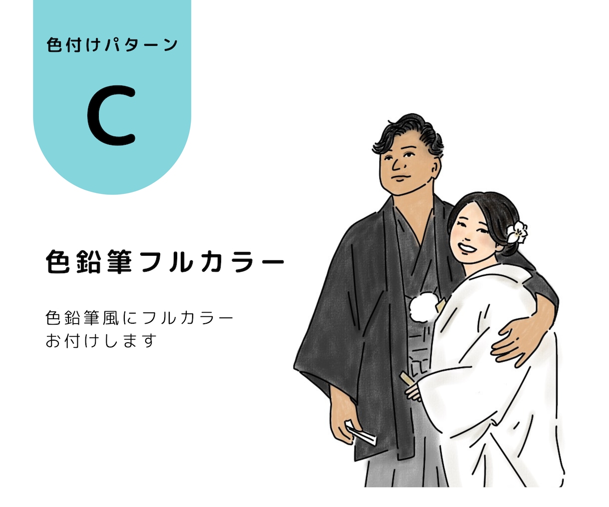 線画の似顔絵：２人まで同一料金でお描きします ｜サイズ指定可能！パターンいろいろ！ イメージ4