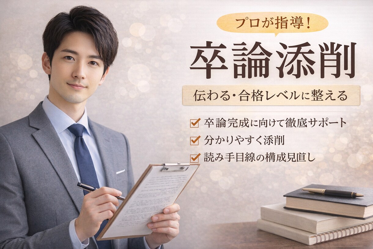 卒論・論文の構成と文章を“読み手視点”で添削します 内容はあるのに、伝わらない卒論・論文を整える！ イメージ1