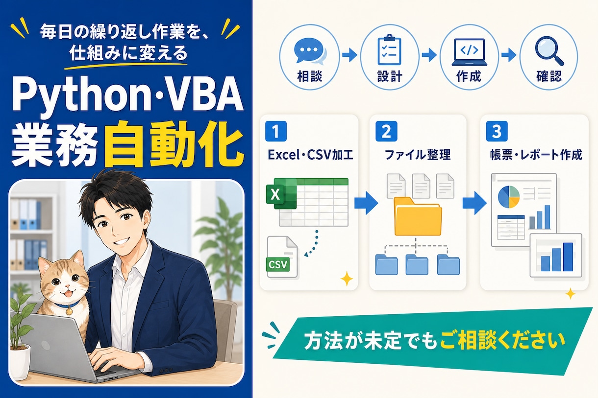 Python・マクロ/VBAで業務を自動化します Excel・CSV・ファイル整理などの定型作業を効率化 イメージ1