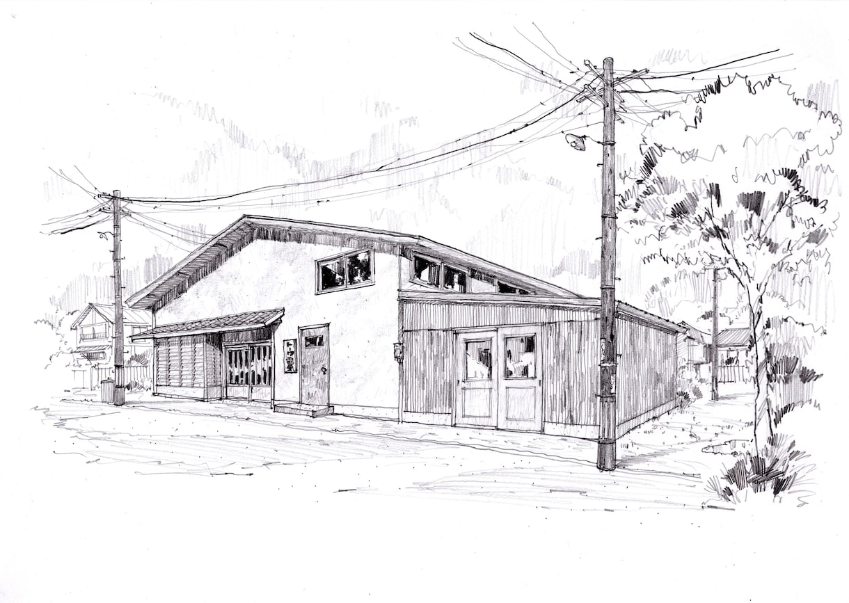 鉛筆画で車や古い建築を描きます 鉛筆スケッチの趣のある絵を描きます。 イメージ2