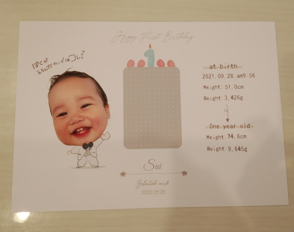 1歳Birthday✻°•選び取りカード作ります お子さまのお顔入りの台紙付き!!1歳最初の想い出に…⸝⋆⸝⋆ イメージ7