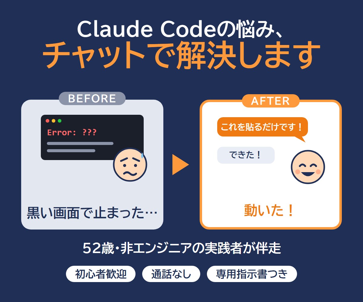 非エンジニアのClaude Code悩み解決します 初心者歓迎｜52歳・非エンジニアがチャットで伴走 イメージ3