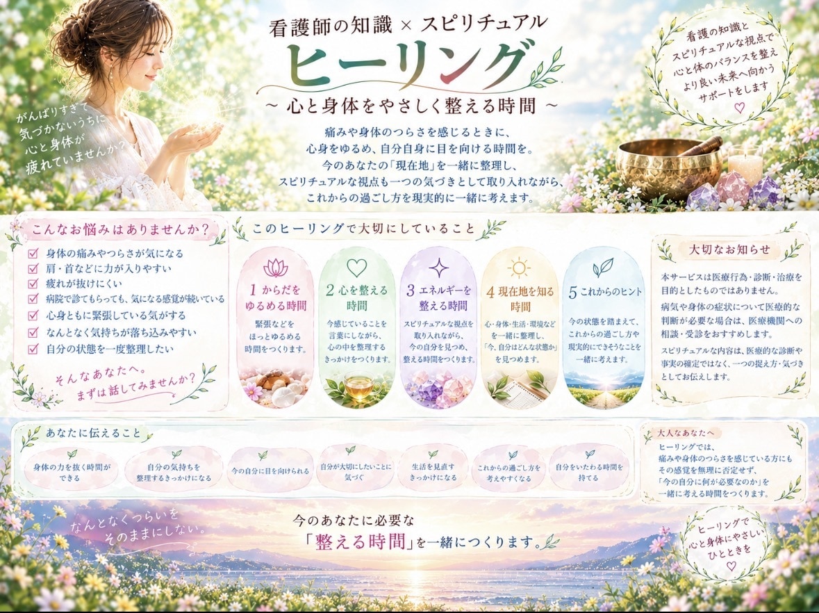 自分の好きな時間に体験できます あなたの今に心残りのない様にウェスネスサポートします。 イメージ1