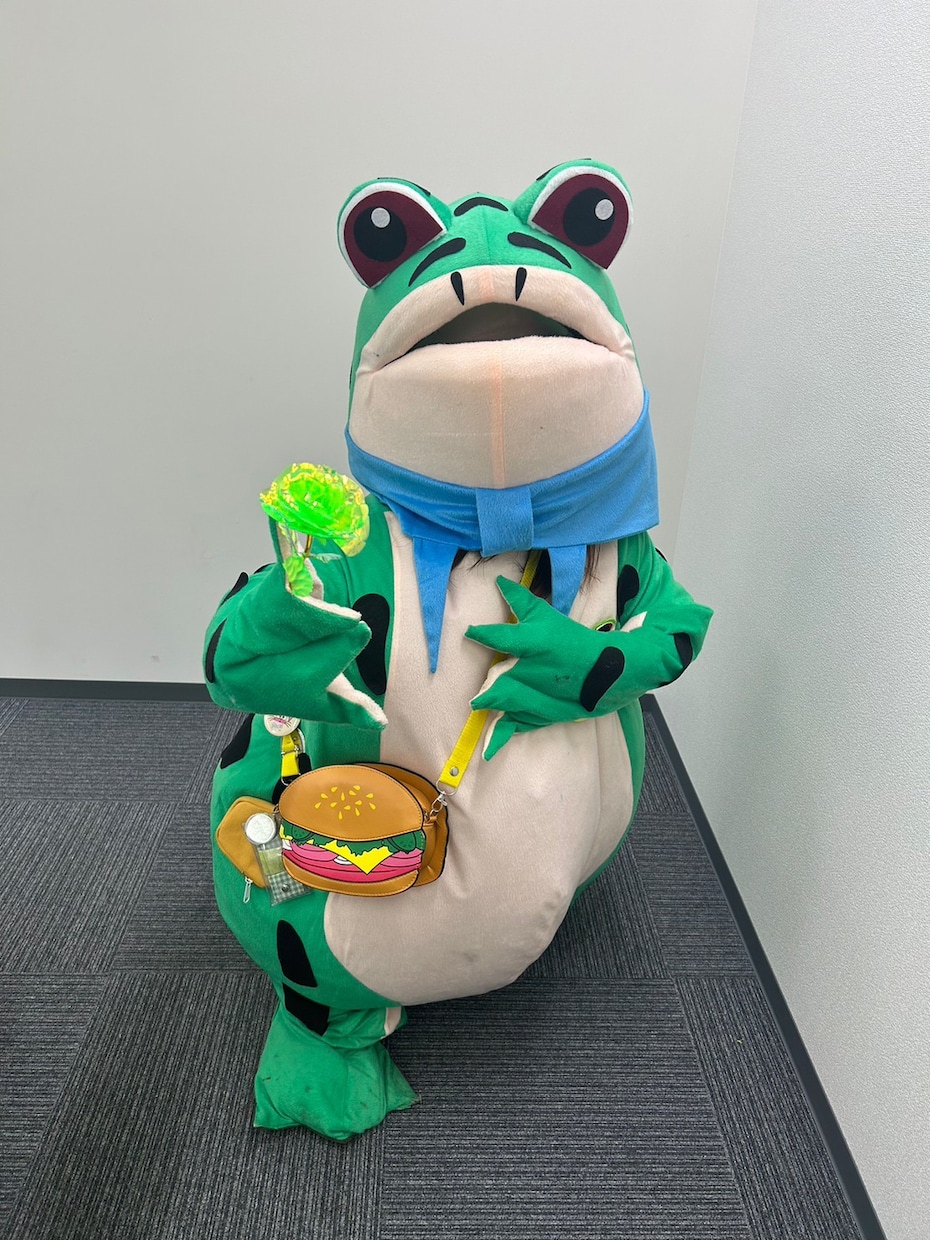 インフルエンサーをお貸しします 広島で話題の敬礼カエル「デメたん」がお仕事を手伝います！ イメージ1