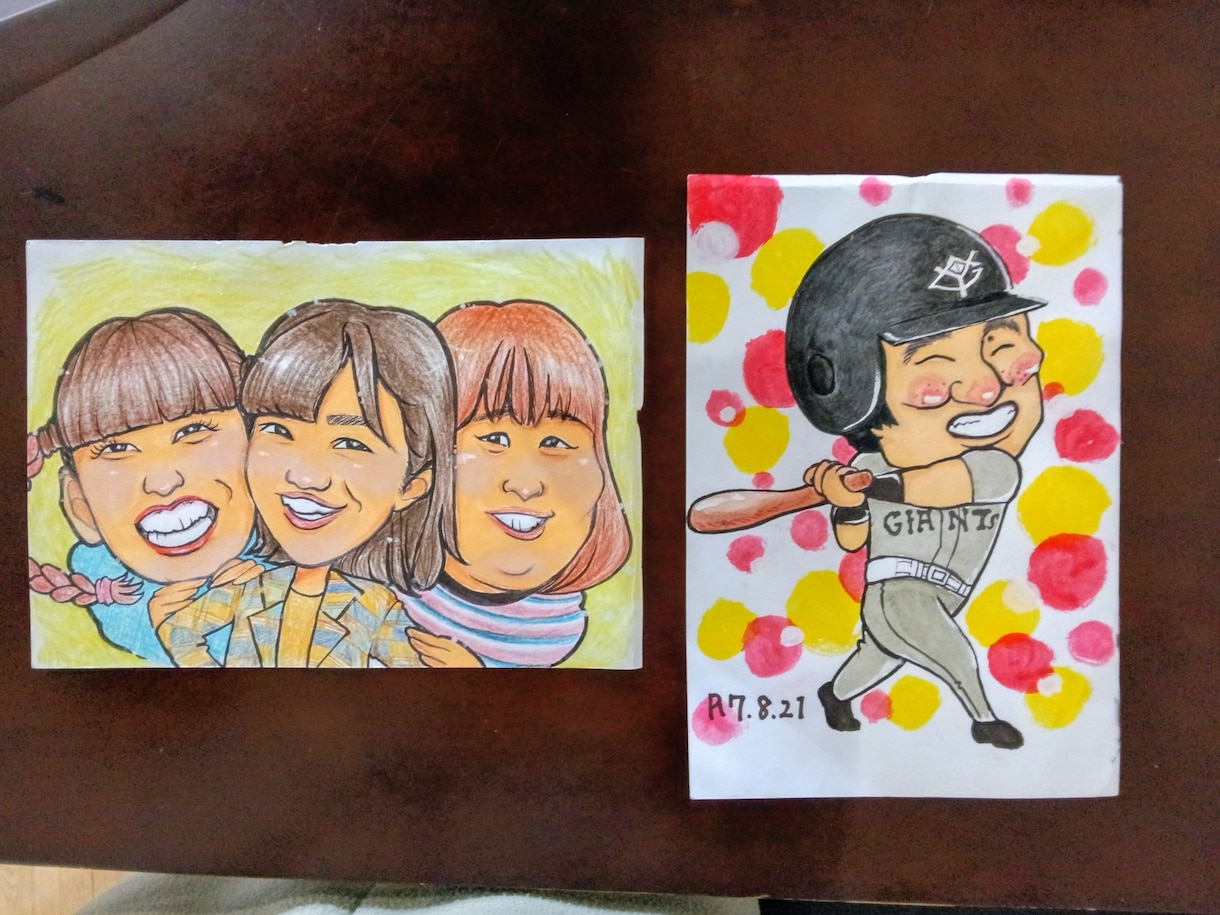 額付きA5サイズ 手作り感溢れる似顔絵を描きます 笑顔で、可愛らしく描きます。記念日のプレゼントに喜ばれます♪ イメージ2