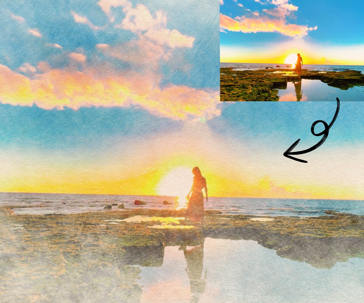 あなたのお気に入り写真を手書きイラスト風にします ポスターやハガキ作りにもオススメ！ イメージ4
