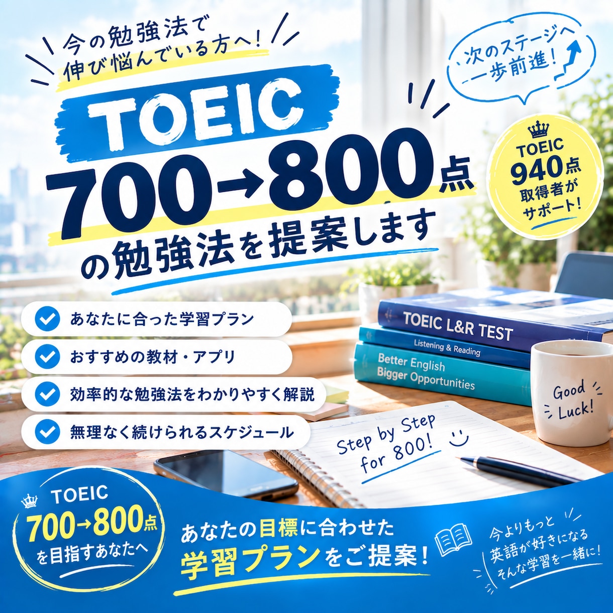 TOEIC700→800点の勉強法を提案します 700点から800点を目指す方へ！ イメージ1