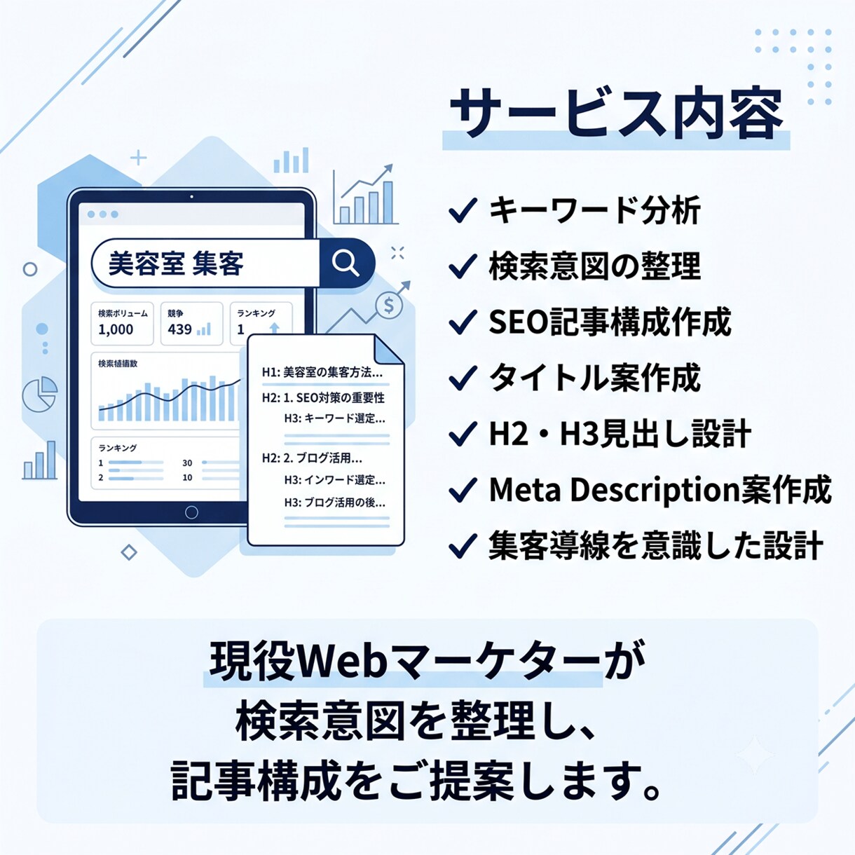 集客を意識したSEO記事構成案を作成します Webマーケティング経験を活かして対応 イメージ2