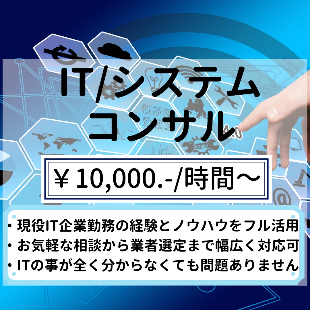 ITやシステム全般のアドバイス/コンサルを致します 失敗しない事を重視し、IT企業勤務の経験をもとにご支援 イメージ1