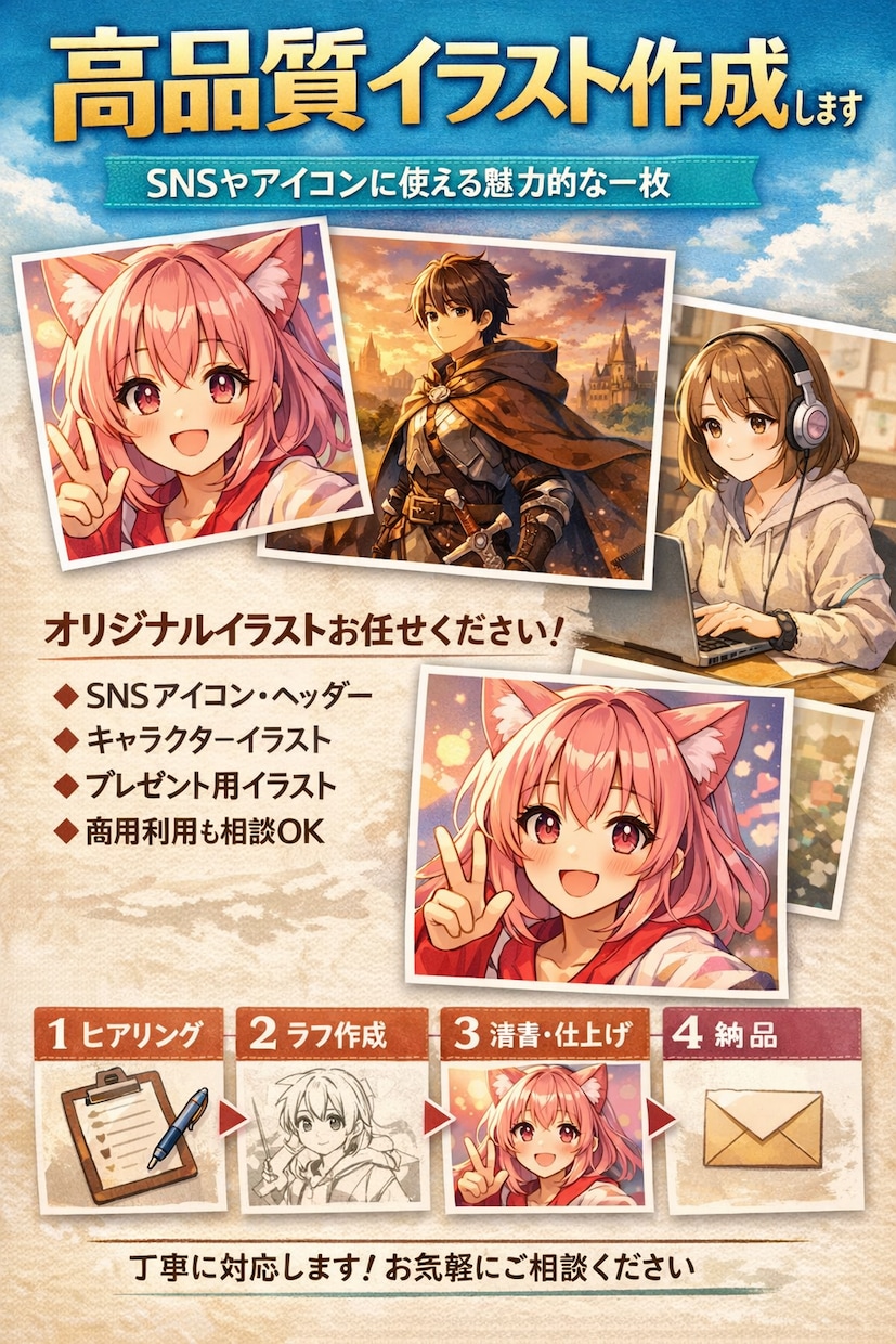 高品質イラスト作成します SNSやアイコンに使える魅力的な一枚 イメージ1