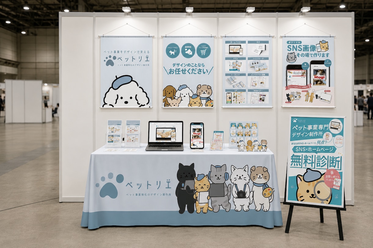一瞬で目を惹く展示会ブース・販促ツールを制作します パネル・ポスター・ノベルティまで一括対応／印刷納品も可！ イメージ5