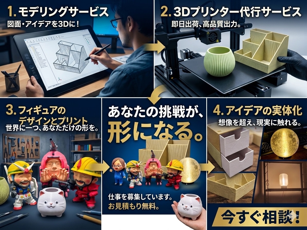 3Dプリント　モデリング　フィギュアも対応します 370℃対応機＆スキャナー保有！設計から3D出力まで一括代行 イメージ1