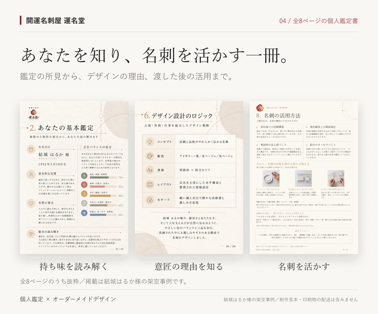 鑑定書付きで強みが伝わる開運名刺を作ります 個人鑑定＋名刺デザイン＋全8ページ鑑定書｜独立・開業に イメージ4