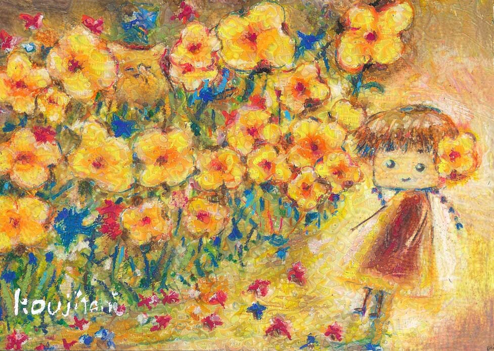 妖精とお花の絵画をクレヨンで描きます 思い出　大切　記念　お花　プレゼント イメージ4