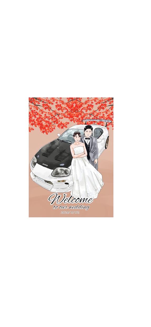 愛車とウェルカムボード描きます 大切なお車に乗ったり寄りかかったりイラストなら自由自在◡̈ イメージ2