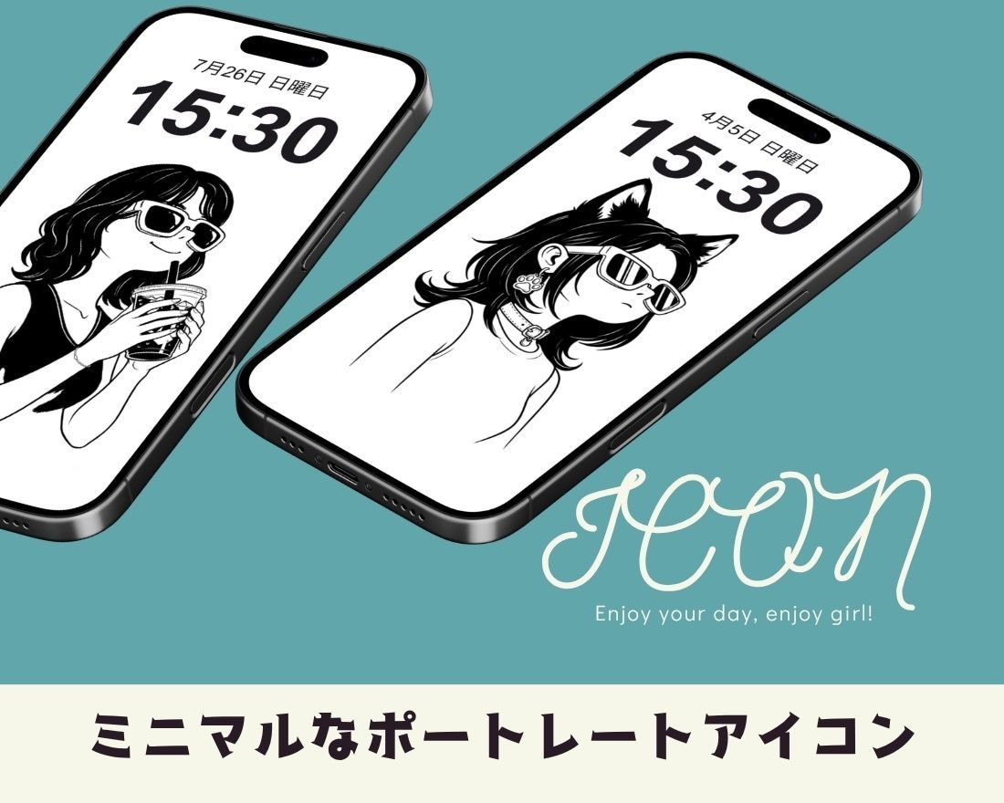 モノクロでクールな線画アイコンを作成します SNS用にかわいい女の子に仕上げます! イメージ2