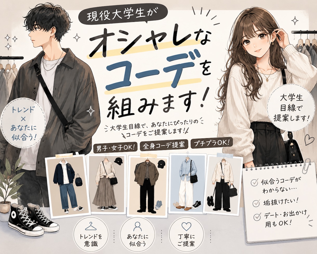 お客様だけのコーデを組みます リーズナブルでオシャレなコーデを組みます！どなたでも大歓迎！ イメージ1