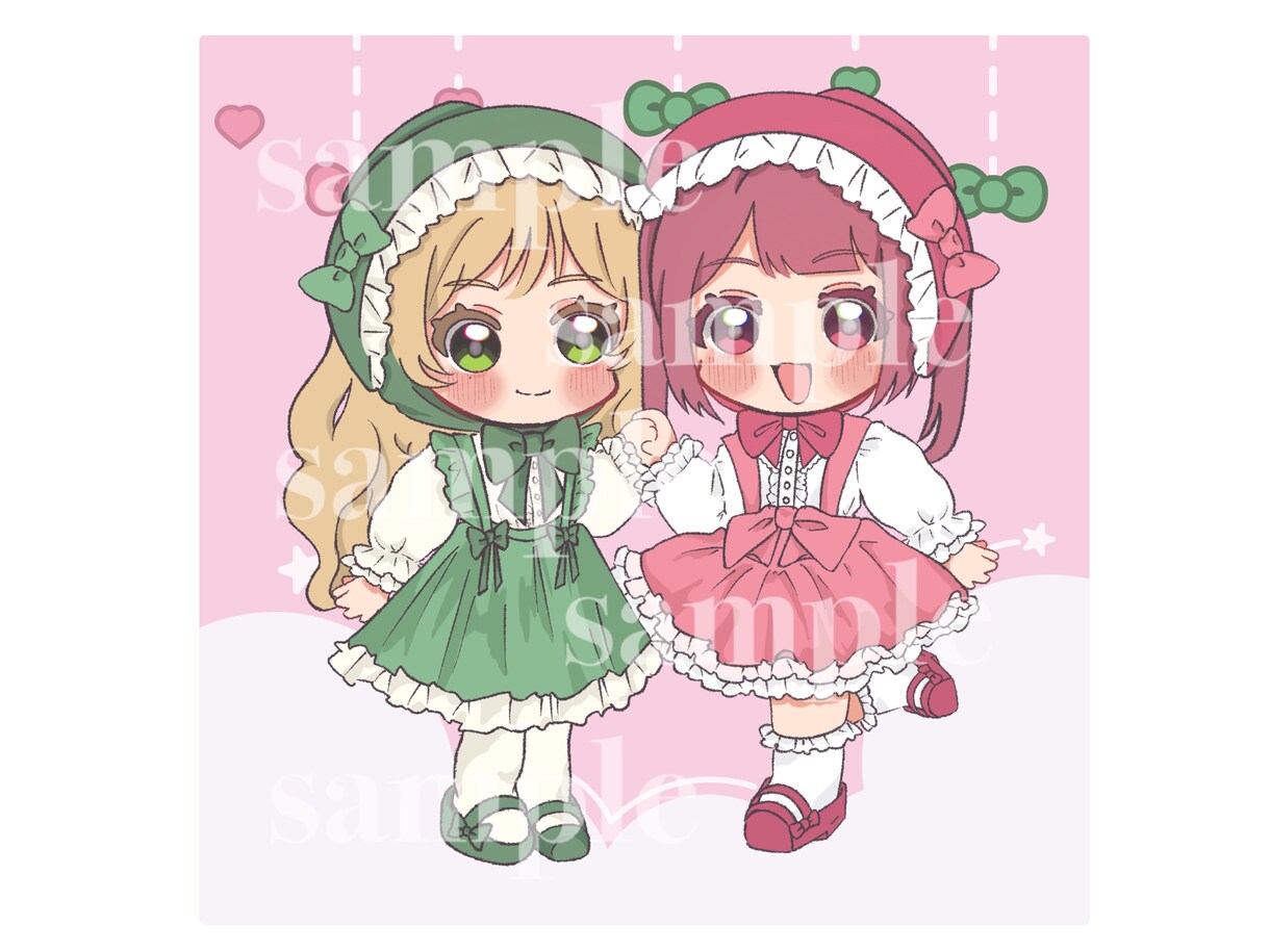 ゆめかわ♡キュートなデフォルメイラスト描きます 創作・夢絵など、ロリータ＆ガーリーな衣装で可愛く描きます♡ イメージ3
