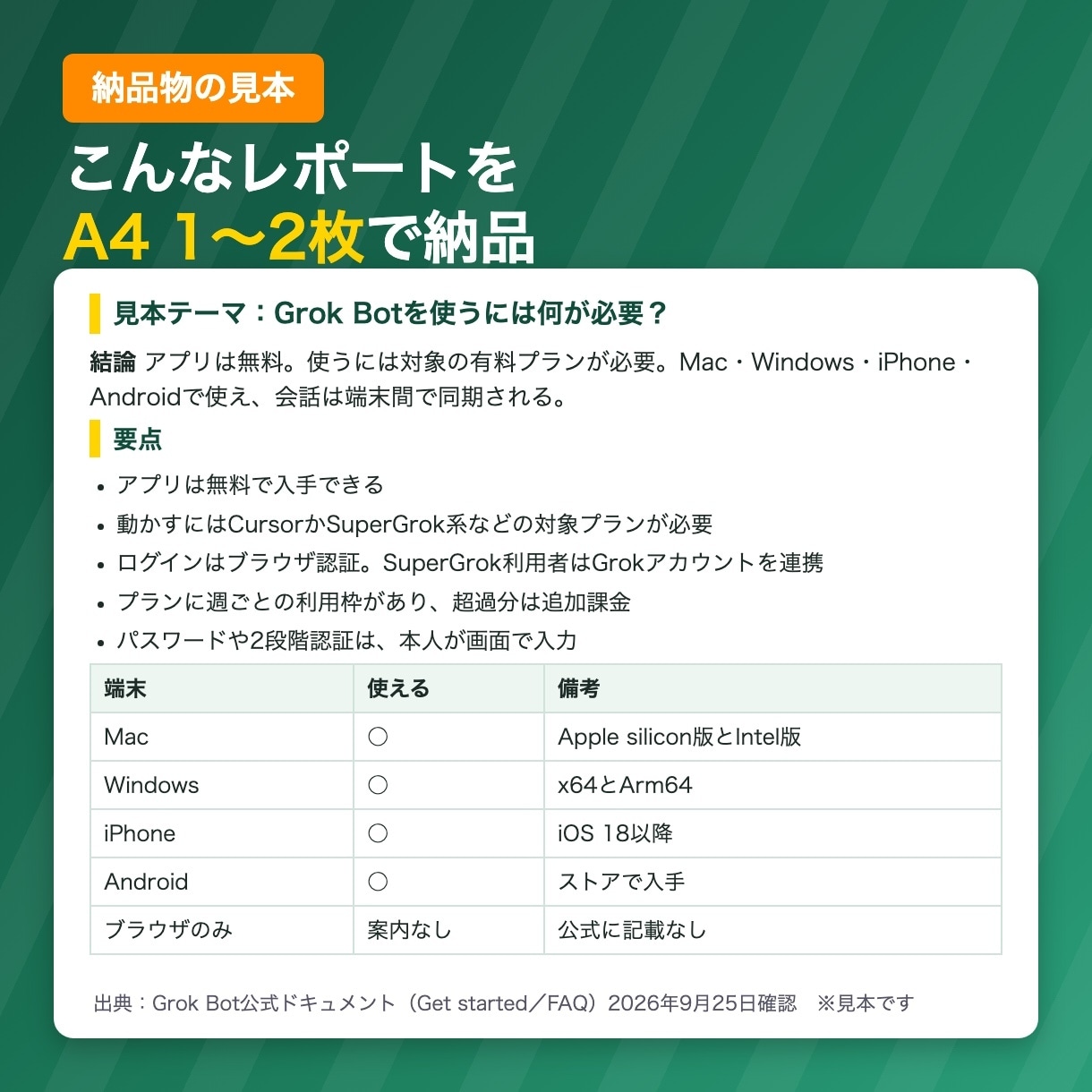 AIで1テーマ調べて要点レポートにします 要点5つ・比較表・参考URLつき。下調べや学習の叩き台に イメージ1