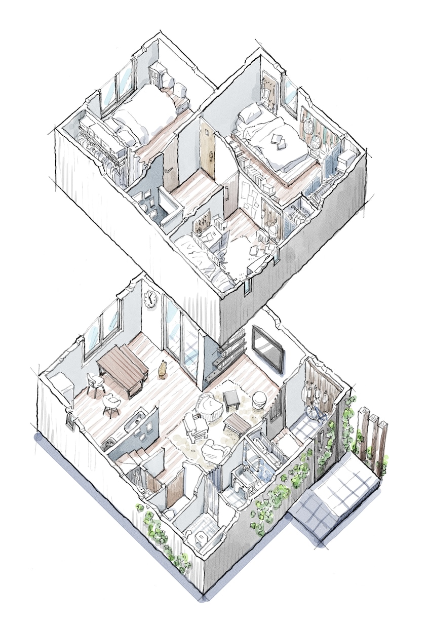 手描きパース、アイソメ描きます 想像の余地を残すイラスト調強めのパースです イメージ3