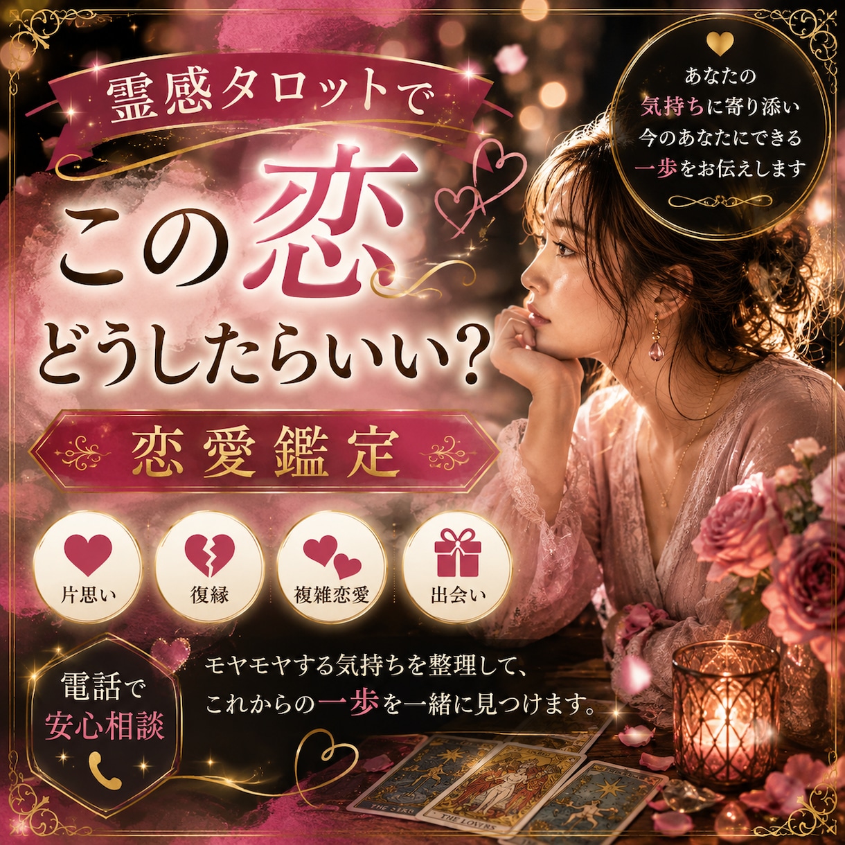 この恋どうしたらいい？霊感タロットで恋愛鑑定します 片思い・復縁・複雑恋愛・出会い｜気持ちと今後の一歩を読み解く イメージ1