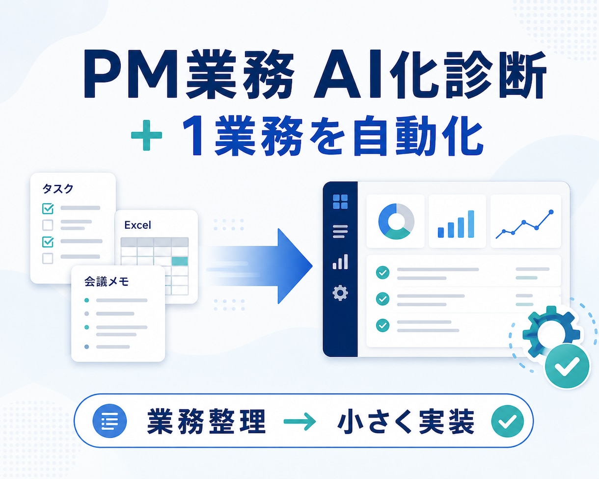 PM業務をAI診断し1業務を自動化します 現役PMOが業務整理から小さな実装まで支援 イメージ1