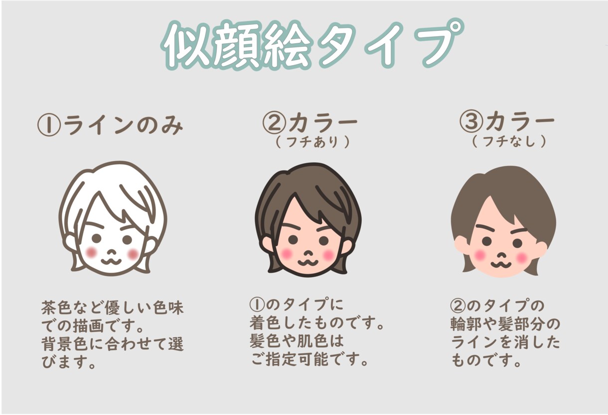 ゆるっとほんわかタッチで似顔絵＆アイコン製作します ★SNS・お名前シール・名刺など、色んなグッズにも使えます イメージ2